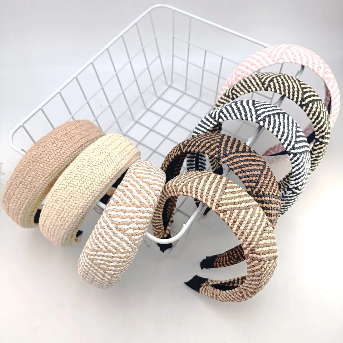 Woven Straw Hair Hoops for Women – Boho Headband 2-Pack Hair Headband SWANS