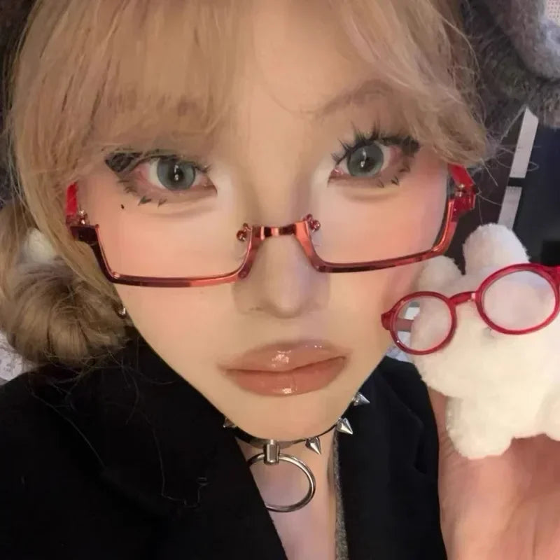 Y2K Japanese Half-Frame Decorative Glasses | Vintage Metal Decorative Eyeglass Frames SWANS