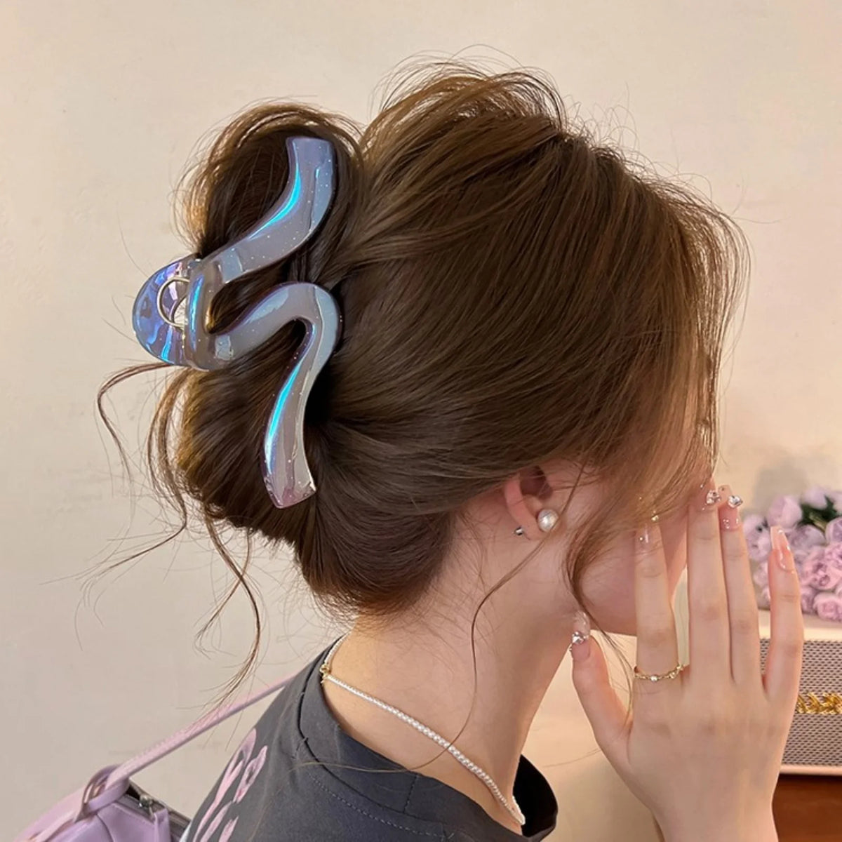 Pearl Wave Large Shark Hair Clip – Elegant Claw Clip Hair Claw Clip SWANS