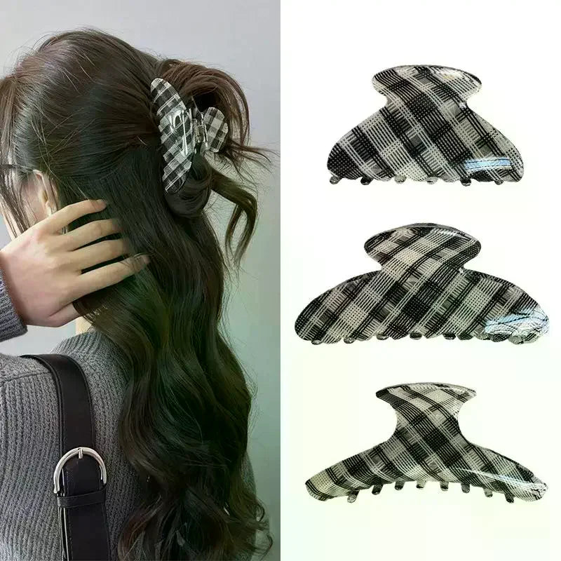 Plaid Acrylic Hair Claw Clip – Retro Vintage Style for Women Hair Claw Clip SWANS