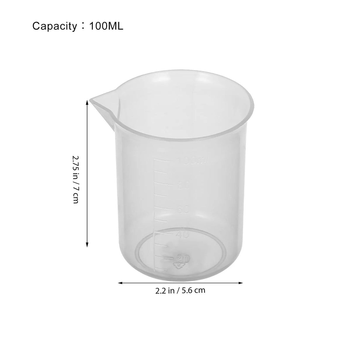 20-Pack 100mL PP Plastic Graduated Measuring Beakers | Lab & Kitchen Graduated Measuring Beakers SWANS