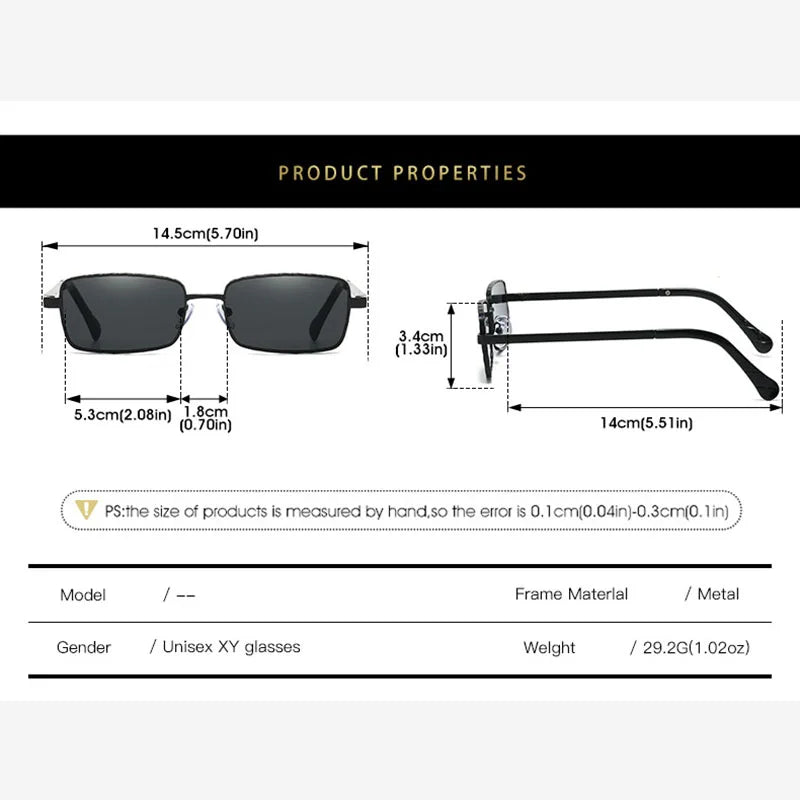 TOYEARN Rectangle Metal Sunglasses Unisex Vintage UV400 Rectangle Sunglasses SWANS