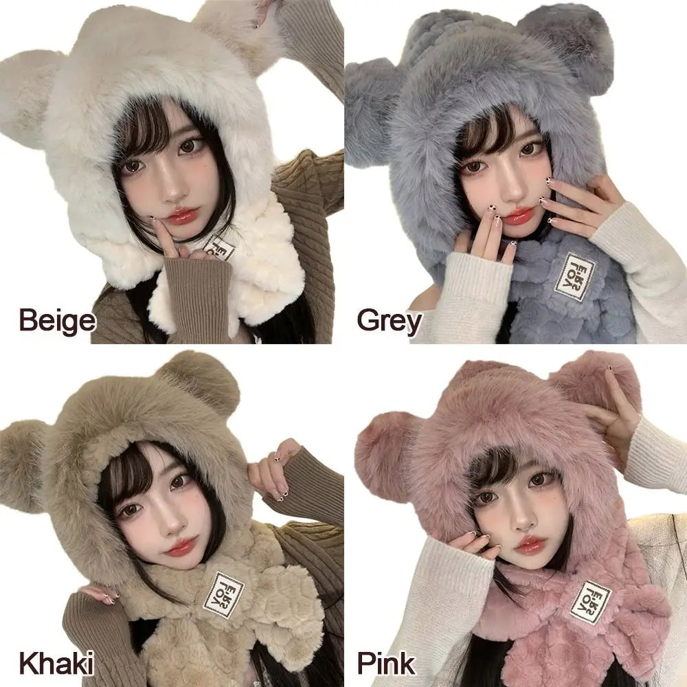 Women's Winter 2-in-1 Beanie Hat & Scarf Set – Windproof Warm Beanie Hat Scarf Set SWANS