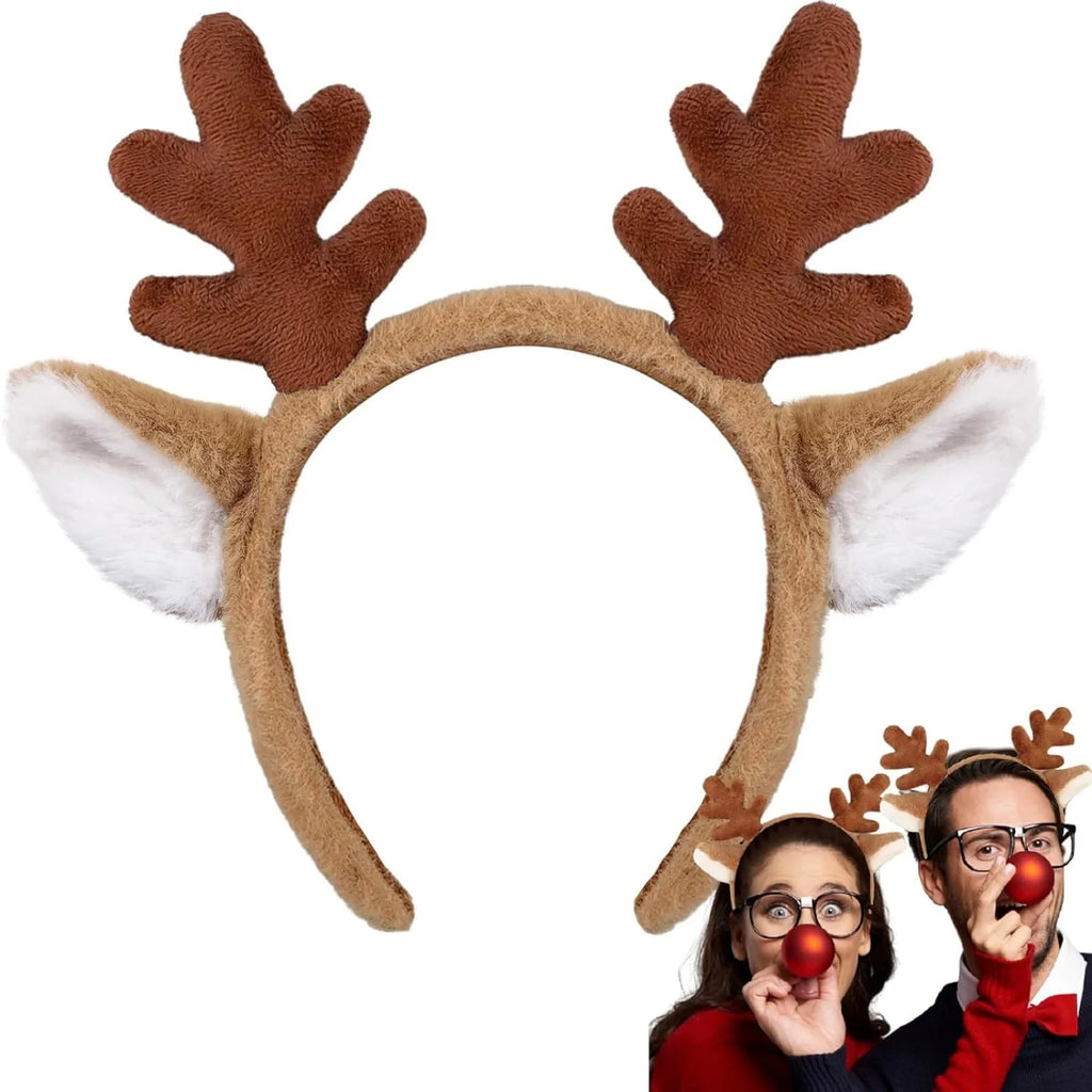 Christmas Reindeer Antlers Headband – Plush Festive Accessory Festive Hair Headband SWANS