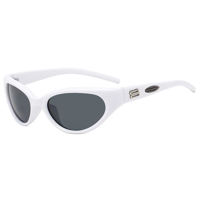 Y2K Cat Eye Sunglasses UV400 Rainbow Gradient Shades Cat Eye Sunglasses SWANS White Black