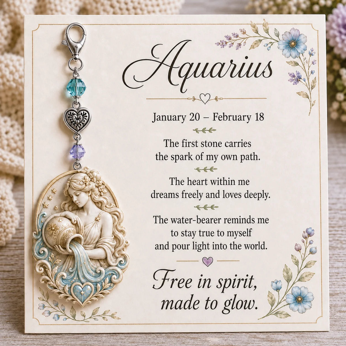 Zodiac Sign Acrylic Keychain – Astrology Horoscope Gift Zodiac Keychain SWANS acrylic-Aquarius