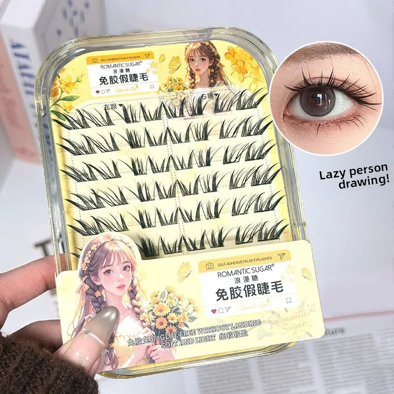 Press-On Fox Eye Cluster Lashes – No Glue Wispy Winged False Cluster Lashes SWANS