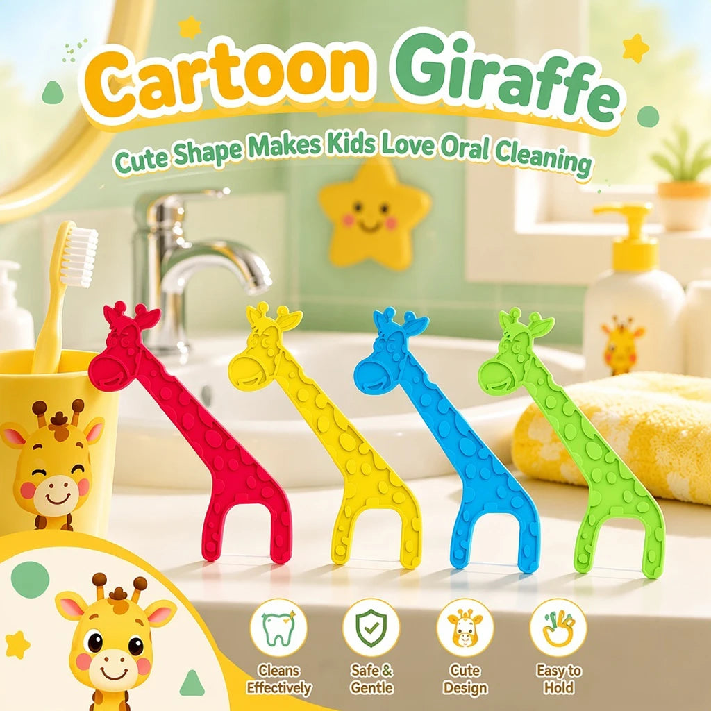 Kids Giraffe Dental Floss Picks 40-Count – Fun Disposable Flossers Kids Dental Flossers SWANS