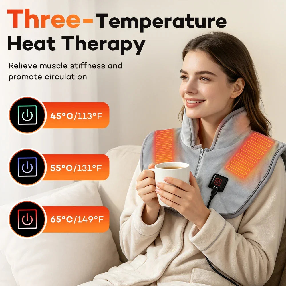 Hailicare USB Heated Neck & Shoulder Wrap – 3 Heat Settings Heated Shoulder Wrap SWANS