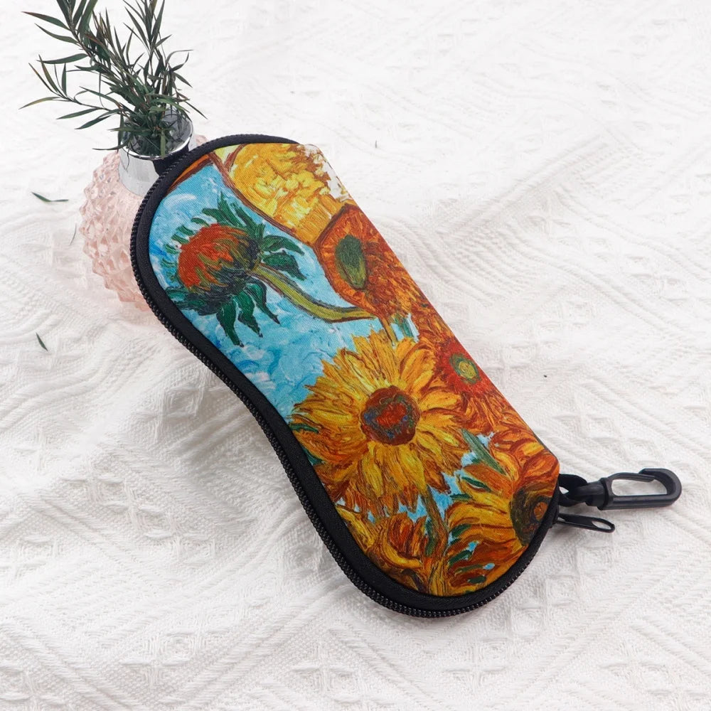 Van Gogh Art Zipper Eyeglass Case – Neoprene Sunglasses Pouch Eyeglass Case SWANS
