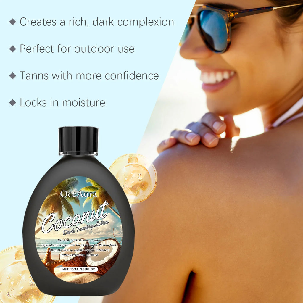 OceAura Coconut Dark Tanning Lotion – Sunless Bronzer Self Tanner Self Tanning Lotion SWANS