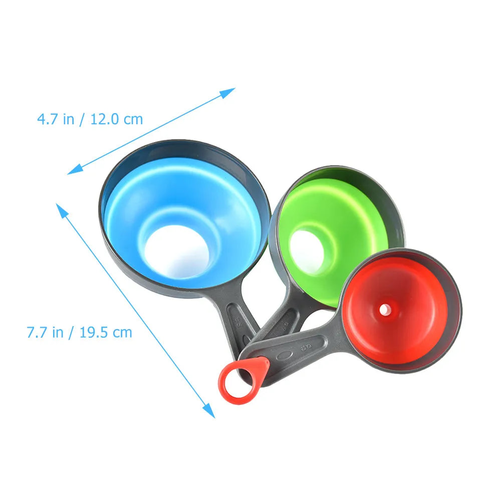 3-Pack Collapsible Kitchen Funnels – Food Grade Foldable Set Kitchen Funnel Set SWANS
