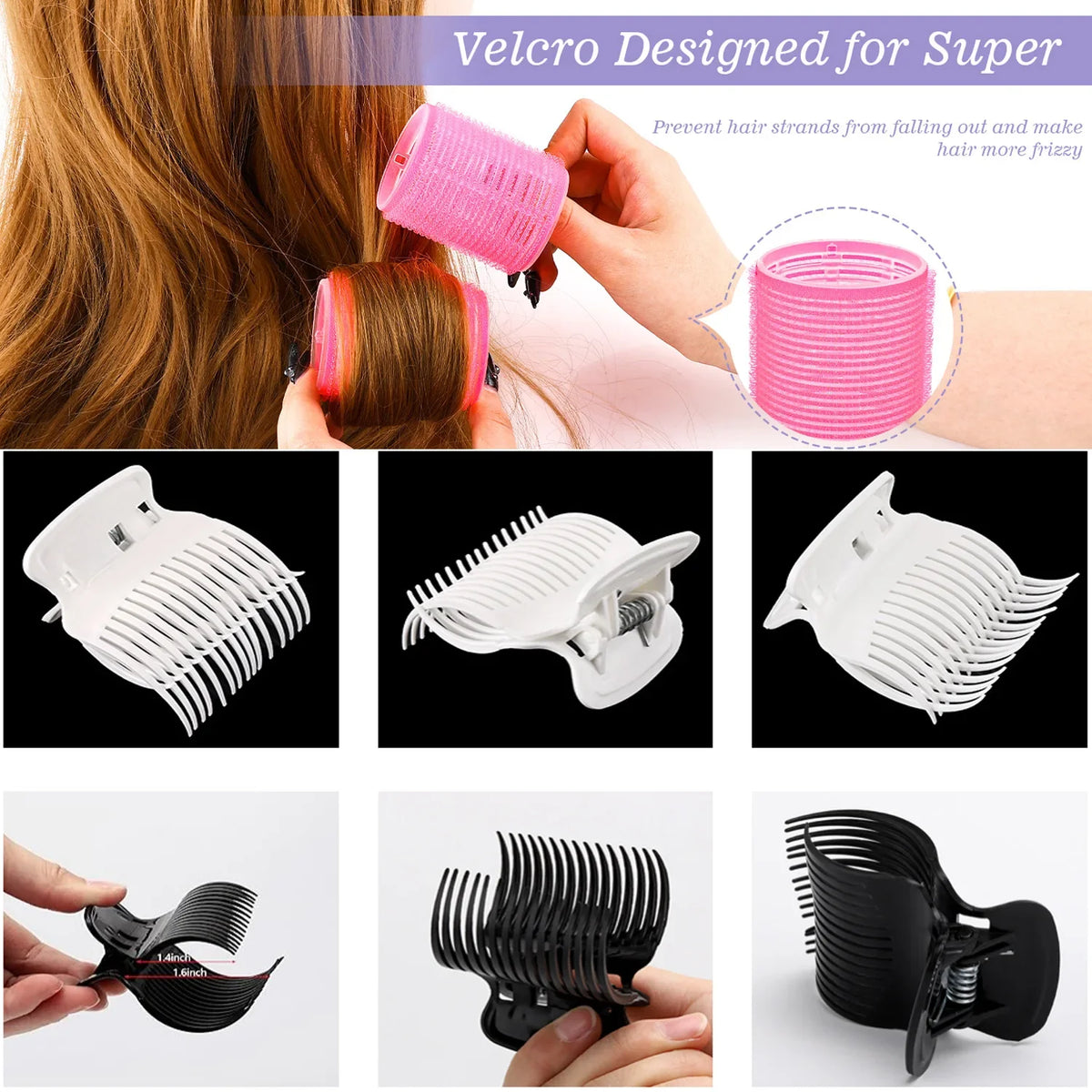 12-Pc Self-Grip Hair Rollers Set – Curlers & Styling Clips Hair Roller Set SWANS