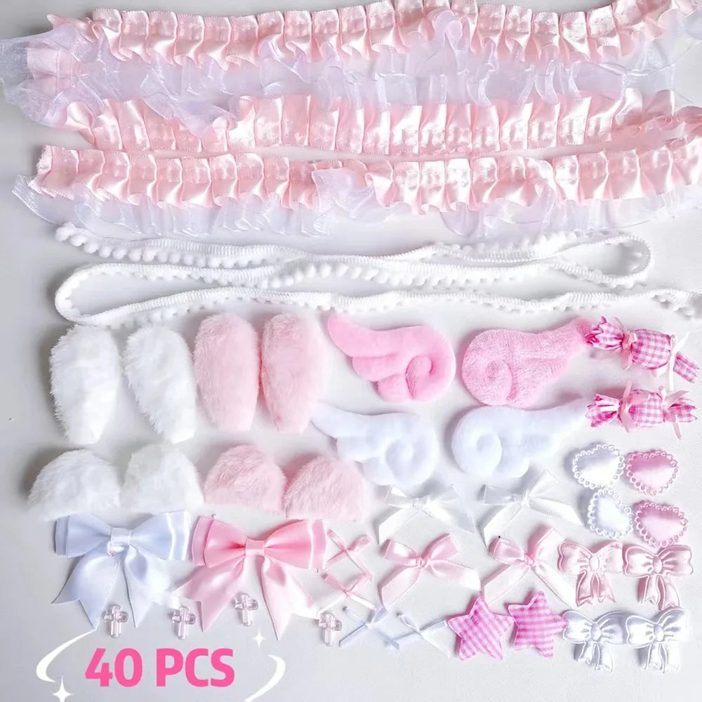 40-Piece Handmade Ear DIY Craft Material Set – Colorful Pack DIY Craft Kit SWANS pink