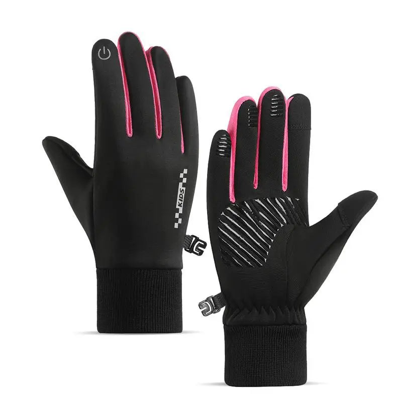 Kids Winter Touchscreen Thermal Gloves – Anti-Slip Fleece Kids Winter Gloves SWANS Pink XL(9-14 years old)