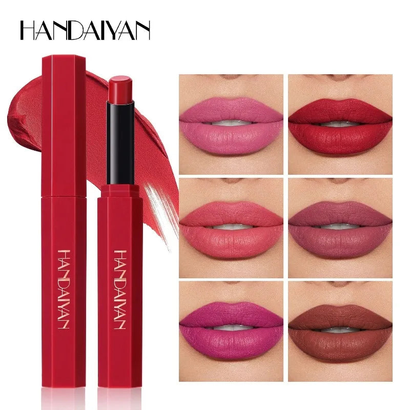 6-Color Velvet Matte Lipstick – Long-Lasting & Highly Pigmented Velvet Matte Lipstick SWANS