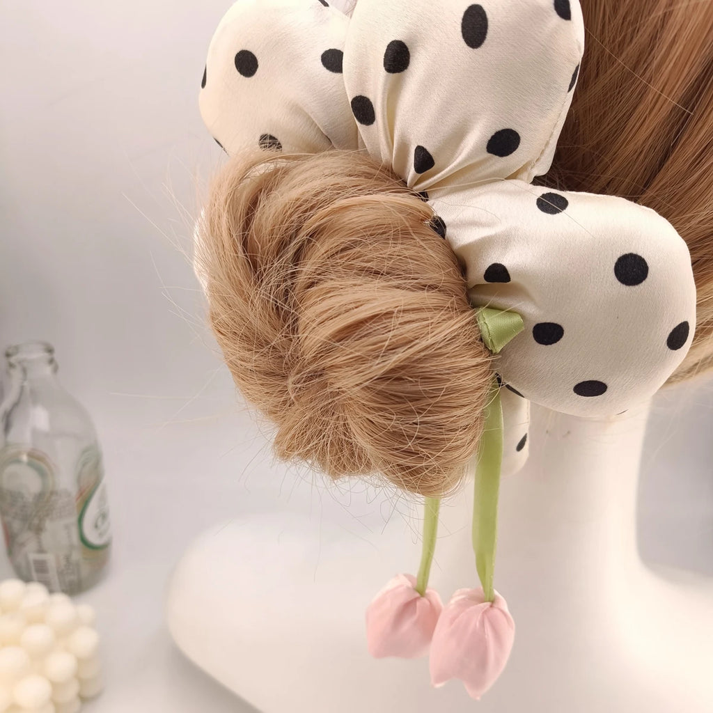Tulip Bow Elastic Hair Tie – Floral Women's Hair Band Elastic Hair Band SWANS