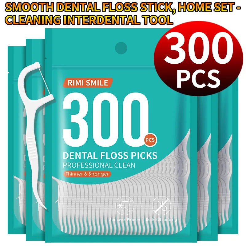 SWANS 300-Pack Disposable Dental Floss Picks – Smooth & Easy Dental Floss Picks SWANS 300pcs per bag