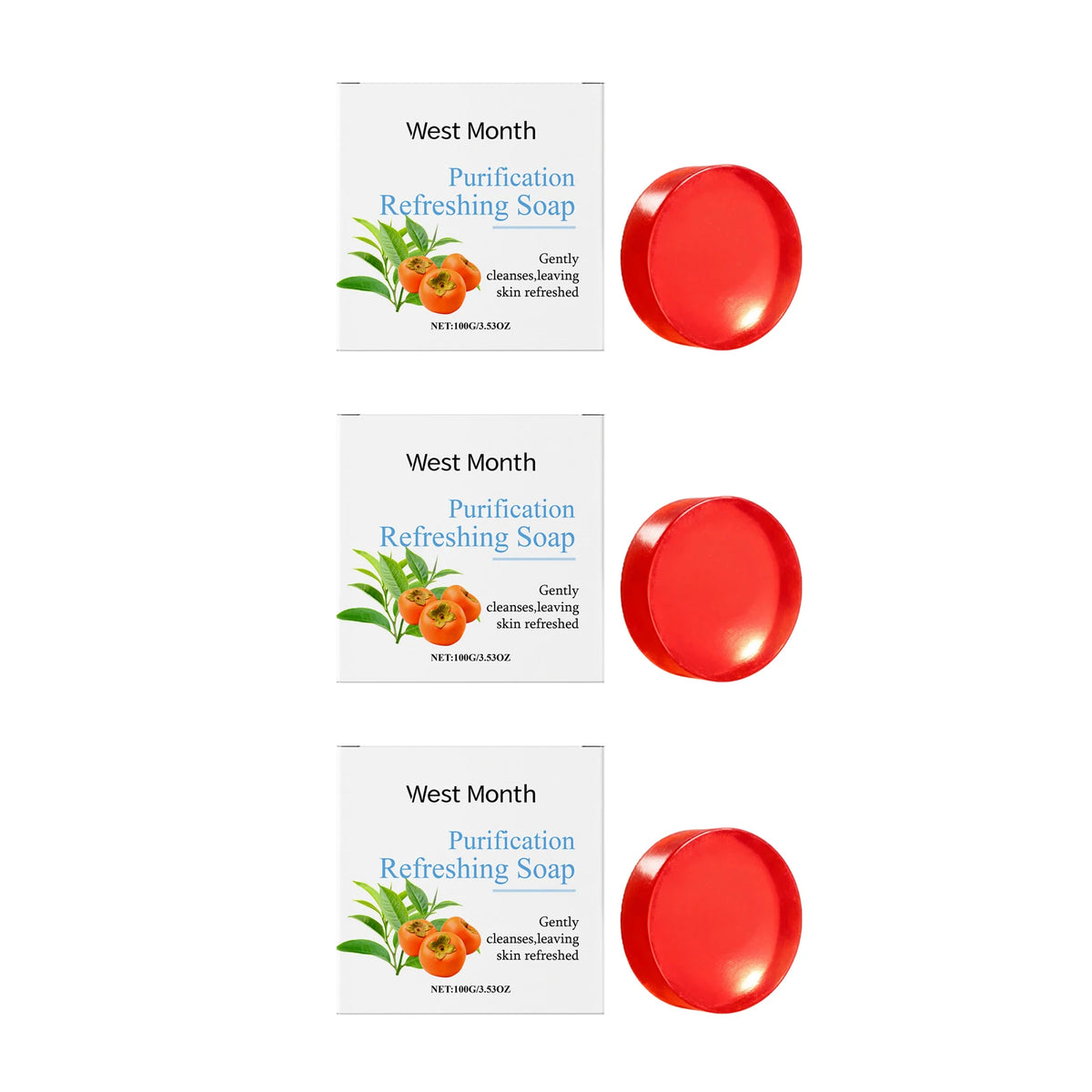 West&Month Persimmon Cleansing Soap – Brightening Body Bar Cleansing Bar Soap SWANS 300g boxed