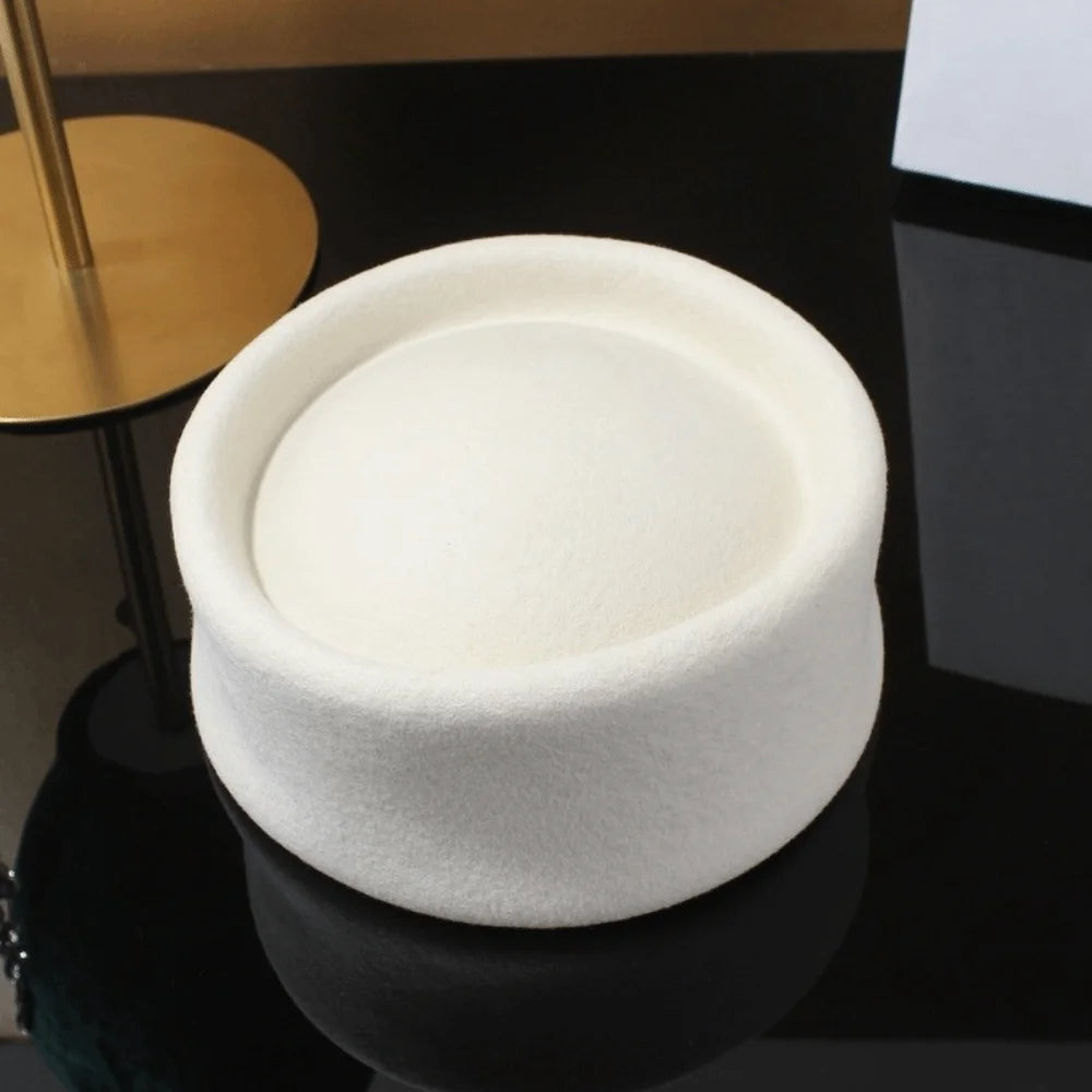 Women's Wool Felt Pillbox Beret – British Retro Fascinator Hat Pillbox Beret Hat SWANS