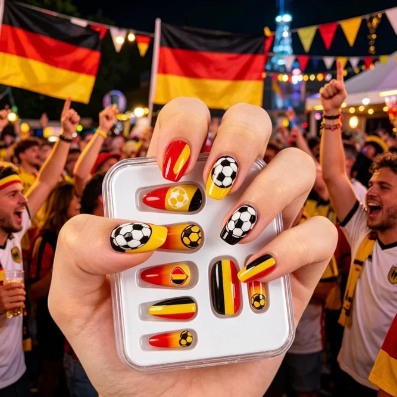 Germany Soccer Press-On Nails – Removable False Nails Set Press-On Nails SWANS