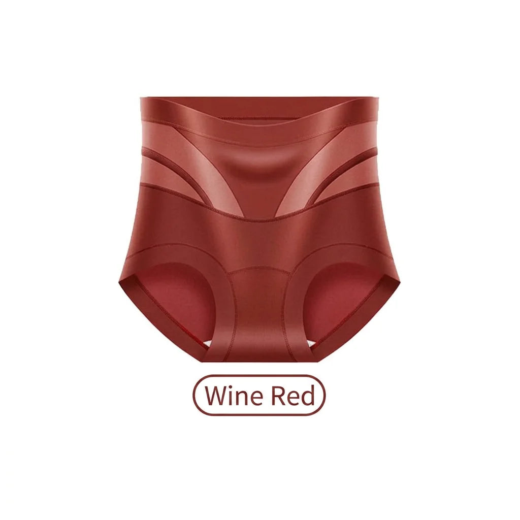Women's High Waist Tummy Control Mesh Briefs – Cotton Crotch Women's Briefs SWANS Wine Red L One Size