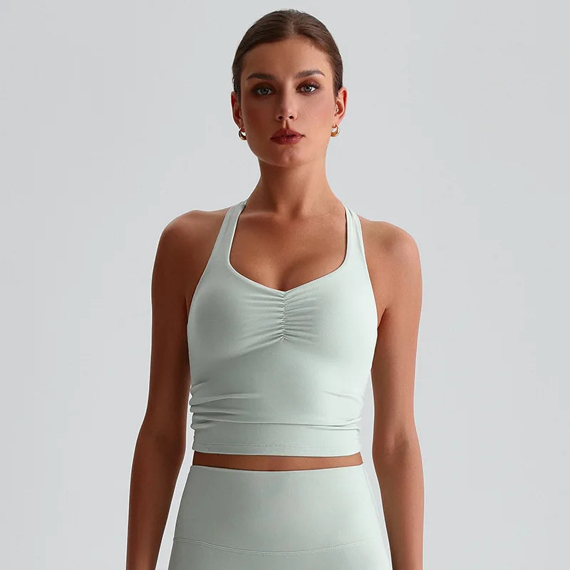 Women's Cross Back Sports Bra – High Support Yoga Tank Top Women's Sports Bra SWANS Bright water teal XL