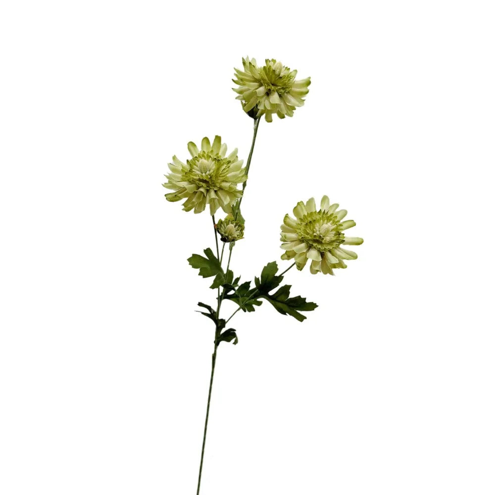 Yellow Artificial Chrysanthemum Stem – Faux Floral Décor 80cm Artificial Flower Stem SWANS Green