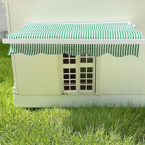 1/12 Dollhouse Green Striped Awning – Miniature Balcony Decor Dollhouse Accessory SWANS