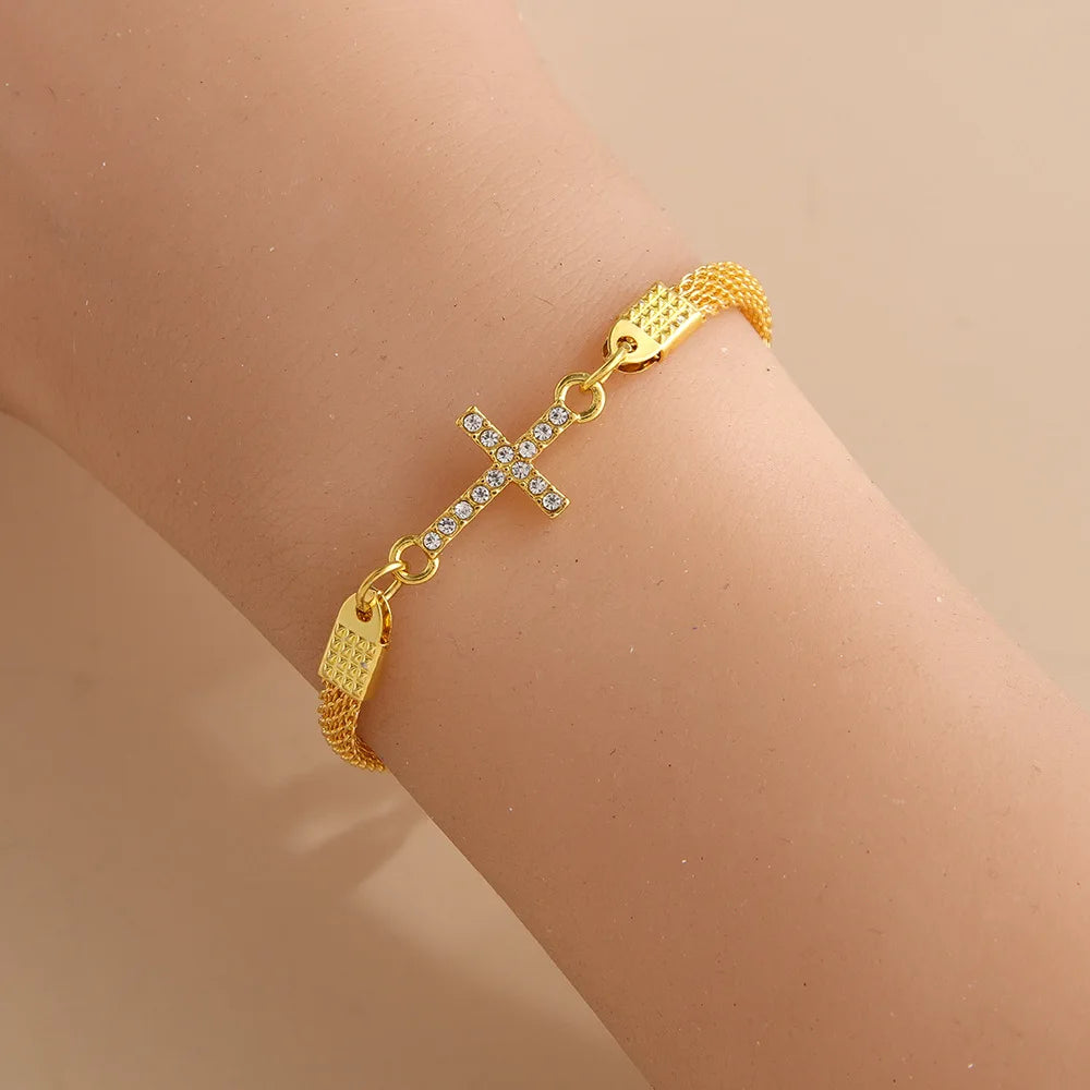 Sparkling Cross Bracelet – Unisex Fashion Jewelry Gift Fashion Bracelet SWANS