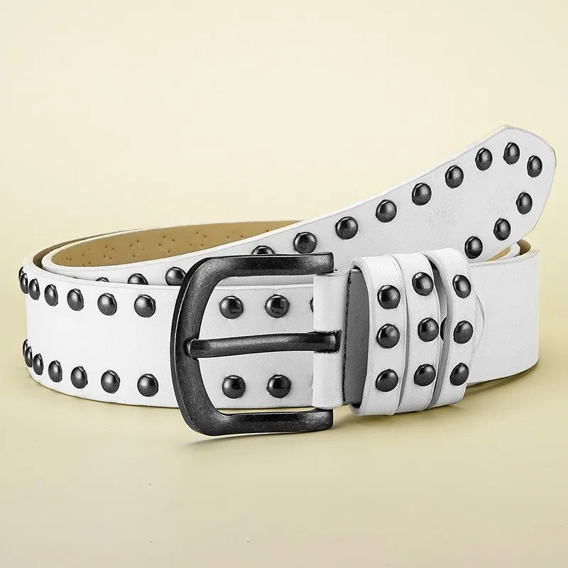 Punk Rivet Belt – Unisex Wide PU Denim Casual Belt Punk Rivet Belt SWANS