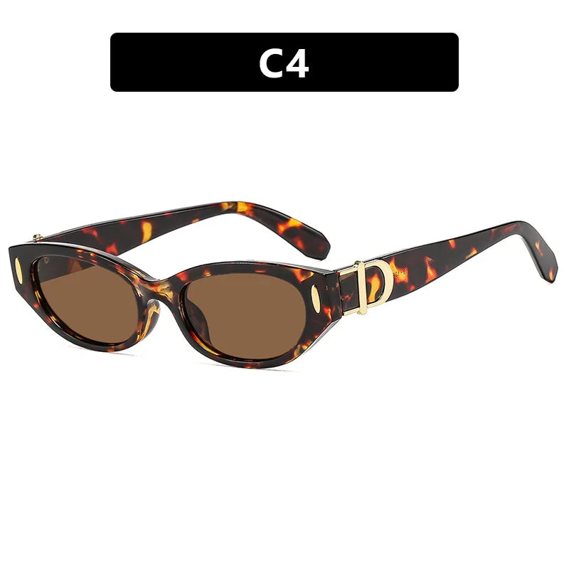 Y2K Cat Eye Sunglasses UV400 – Vintage Rivet Shades Unisex Cat Eye Sunglasses SWANS Leopard Tea