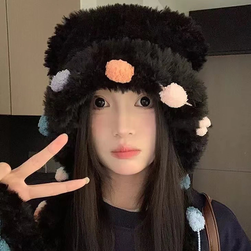 Women's Plush Beanie with Ear Protection – Windproof Winter Hat Winter Beanie Hat SWANS