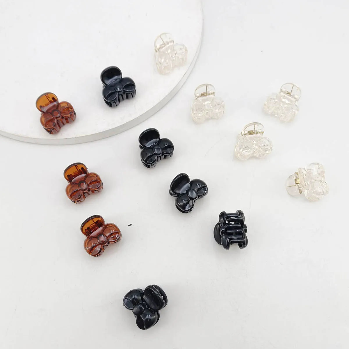 40-Pack Mini Bow Hair Claw Clips – 2cm Black & Clear Barrettes Hair Claw Clips SWANS