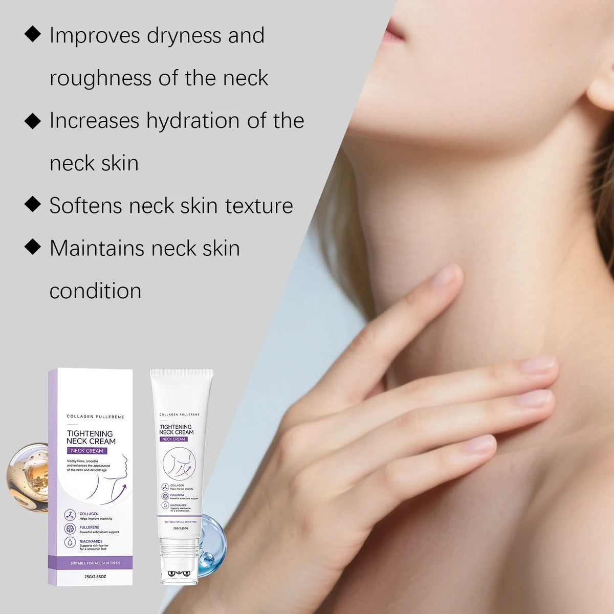 Firming Neck Cream with Massage Roller – Smooth & Moisturize Neck Firming Cream SWANS