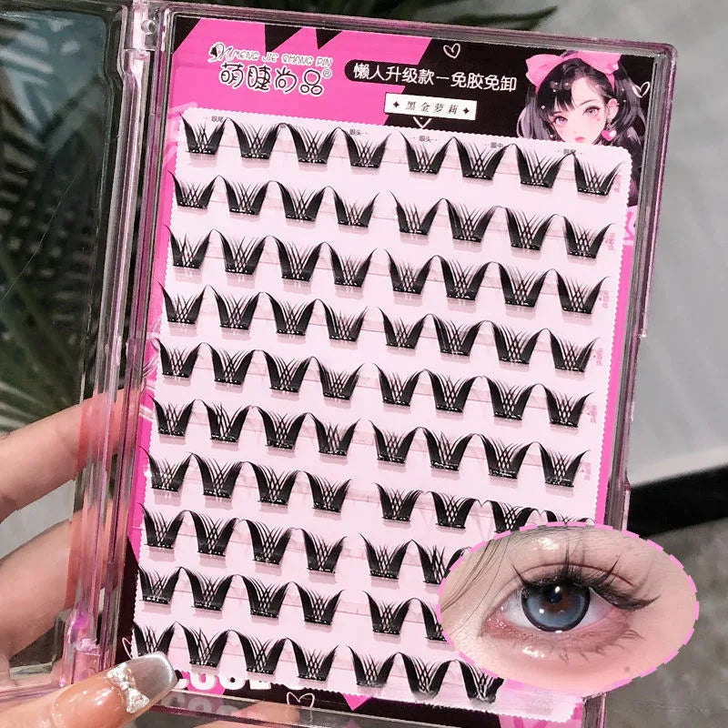 Glue-Free Self-Adhesive False Eyelashes – Cat Eye Effect False Eyelashes SWANS