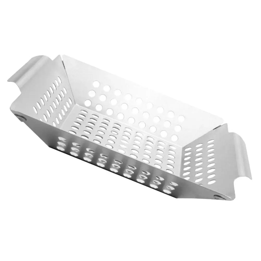 Stainless Steel BBQ Grill Pan & Topper – Double Handle Reusable BBQ Grill Pan SWANS
