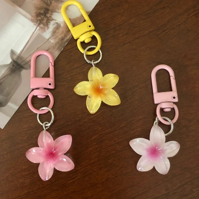 Transparent Floral Keychain – Cute Aesthetic Key Holder Charm Fashion Keychain SWANS