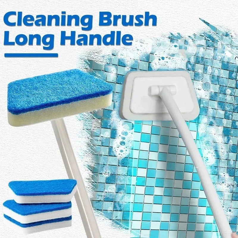Long Handle Bathroom Scrub Brush – Sponge Tile & Tub Cleaner Bathroom Scrub Brush SWANS