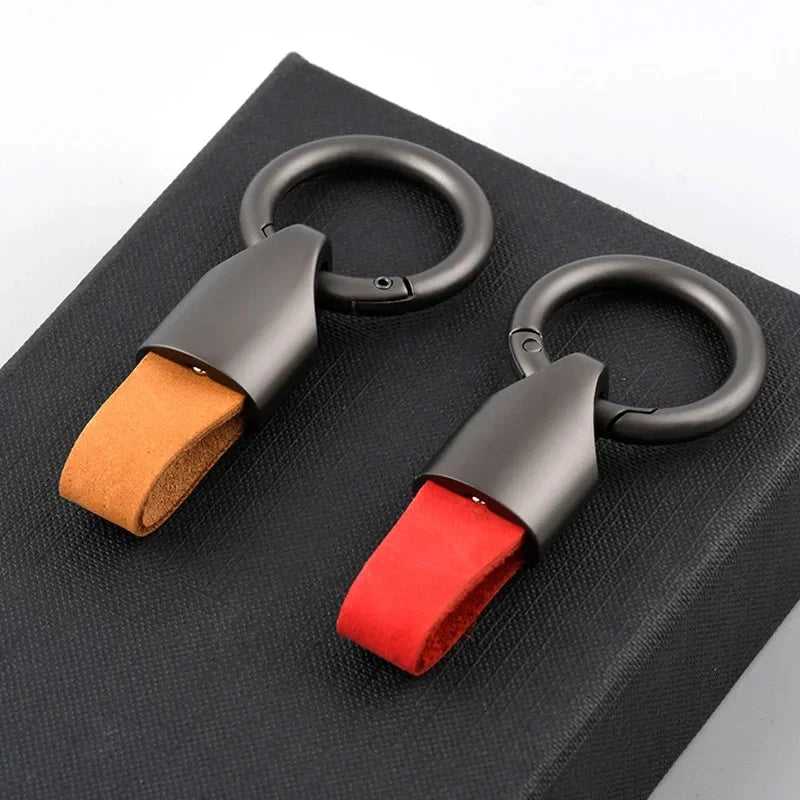 XMSJ Cowhide Leather Keychain Carabiner Belt Clip Key Ring Leather Keychain SWANS