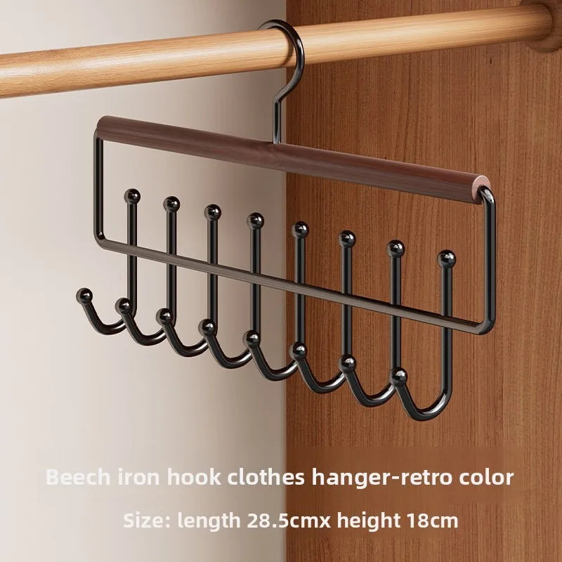 Wooden Hat Rack Organizer with Hooks – Caps, Belts & Ties Hat & Accessory Rack SWANS B-1PC