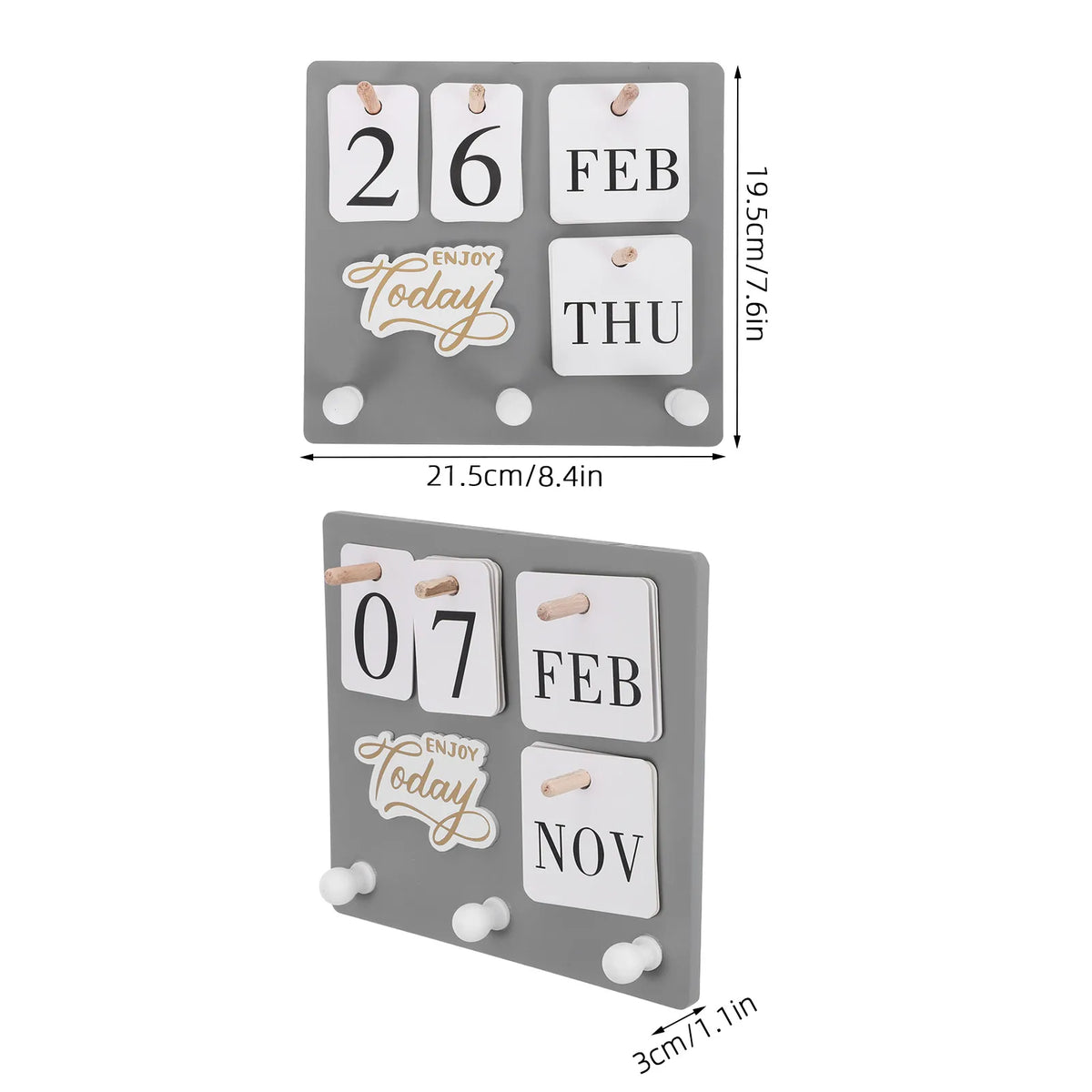 Wood Perpetual Calendar – Wall Mount & Desk with Hook Perpetual Calendar SWANS