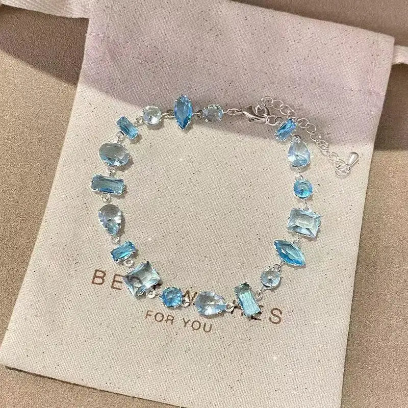 Sparkling Crystal Zircon Chain Bracelet for Women | Party Gift Crystal Chain Bracelet SWANS Blue