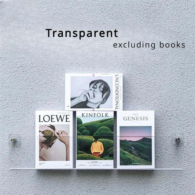 Acrylic Wall-Mounted Magazine & Book Storage Rack – Transparent Wall Storage Rack SWANS Transparent-40cm