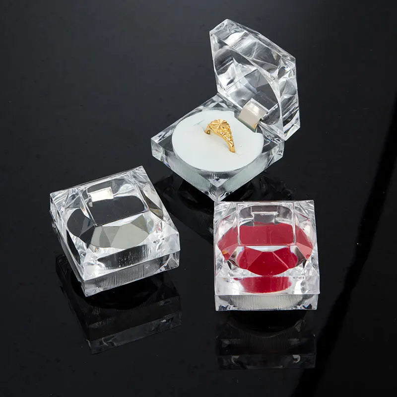 Acrylic Crystal Ring Box – Clear Jewelry Display & Gift Case Jewelry Storage Box SWANS