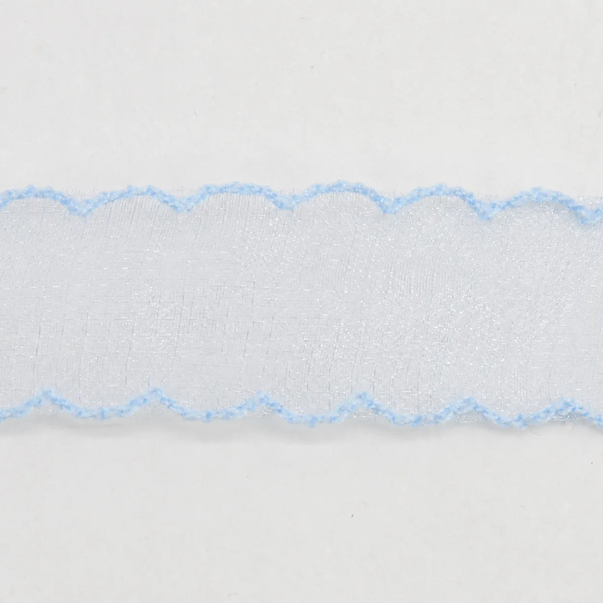 Shimmering Scalloped Edge Organza Ribbon – Boho Craft & Décor Decorative Craft Ribbon SWANS Light Blue 40mm
