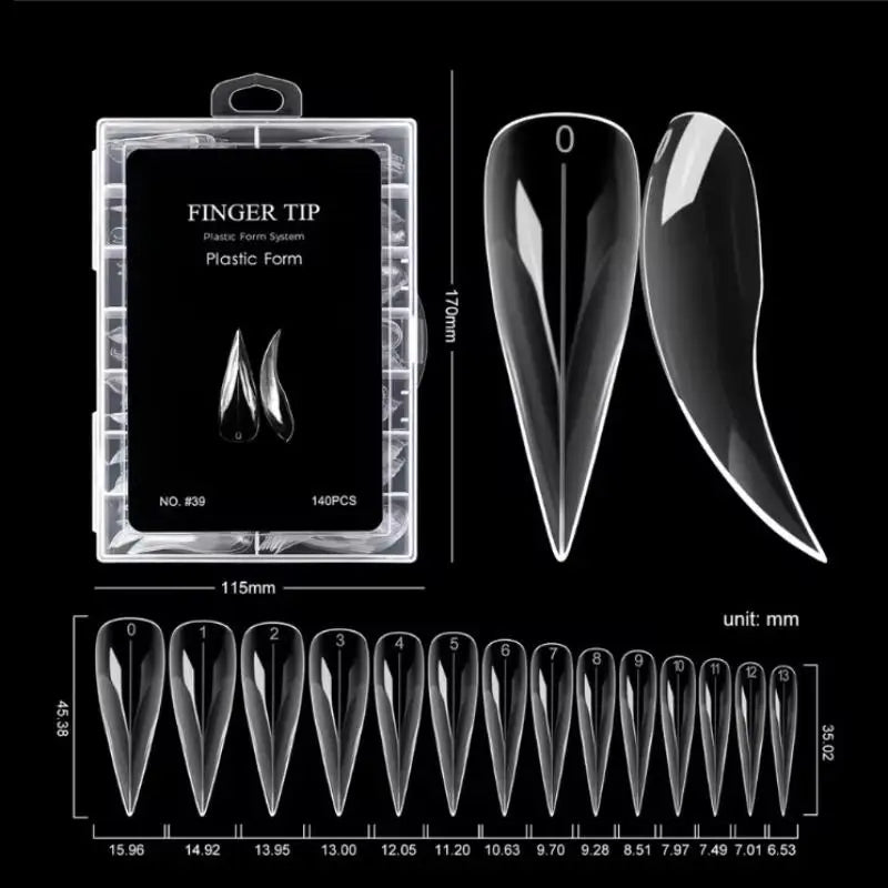 140-Piece Short Curved Stiletto Nail Dual Forms Full Cover Nail Extension Forms SWANS