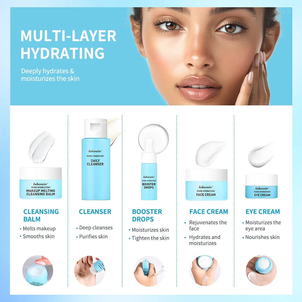 Lakerain 5-Piece Mini Skincare Travel Set – Face & Eye Cream Travel Skincare Set SWANS