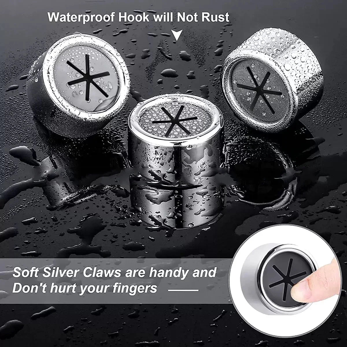 SWANS 3-Pack No-Drill Kitchen Towel & Dishcloth Wall Clips Kitchen Wall Clips SWANS 3pcs silvery