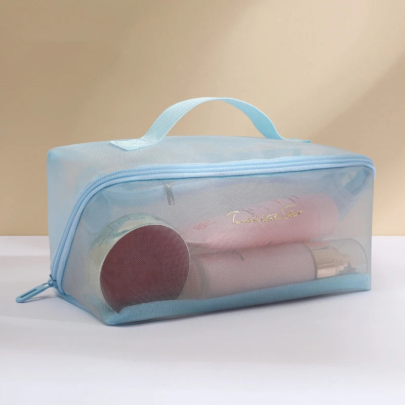 Transparent Mesh Cosmetic Bag – Travel Makeup Organizer Pouch Cosmetic Travel Bag SWANS